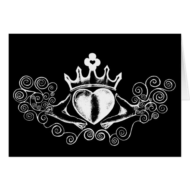 Claddagh (vit) hälsningskort (Framsidan Horizontal)