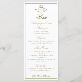Claddagh Wedding Reception Menu Meny