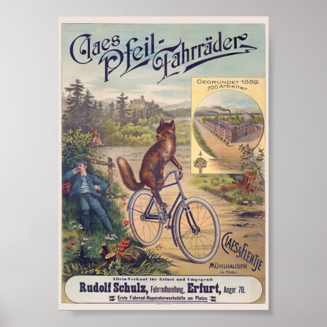 Claes Pfeil-Cyklar Vintage Affisch 1905 (Framsidan)