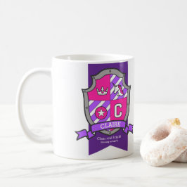 Claire brev C vapensköld rosa Unicorn namn Kaffemugg