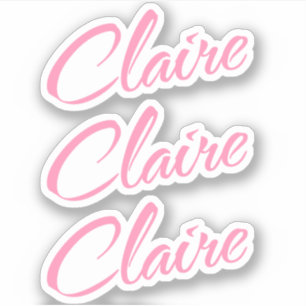 Claire Decorative Namn i Rosa x3 Sticker Klistermärken