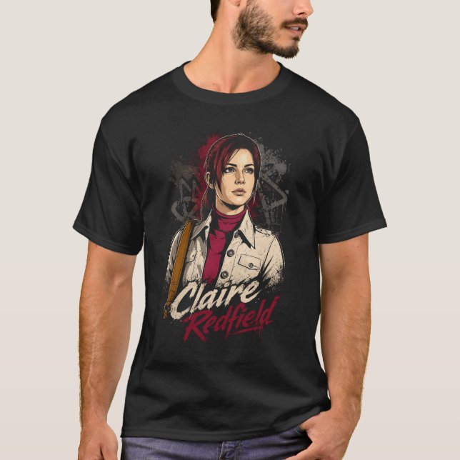 Claire Horror Redfield Art 09 | Basic Mörk T-Shirt (Framsida)