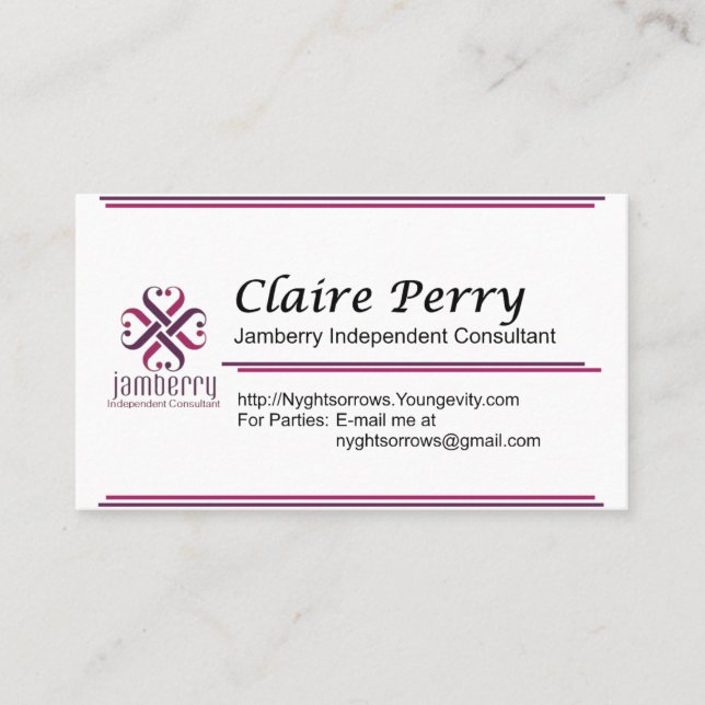 Claire Perrys Jamberry-Affärskort Visitkort (Framsida)