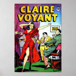 Claire Voyant Psychic Femme Fatale Tecknad Cover Poster