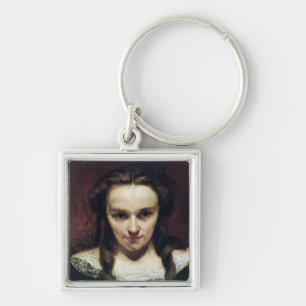 Clairvoyanten eller, sömngångaren, c.1865 fyrkantig silverfärgad nyckelring