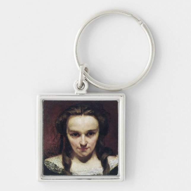 Clairvoyanten eller, sömngångaren, c.1865 fyrkantig silverfärgad nyckelring (Framsidan)
