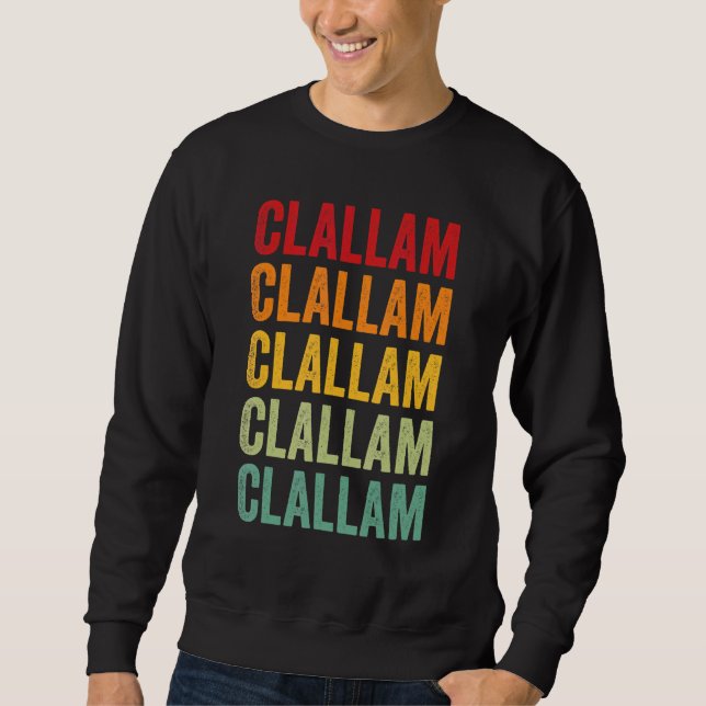 Clallam County Washington Rainbow Text Design Lång Ärmad Tröja (Framsida)