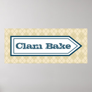 Clam Bake Sjö House Beach Sign Wall Art Poster