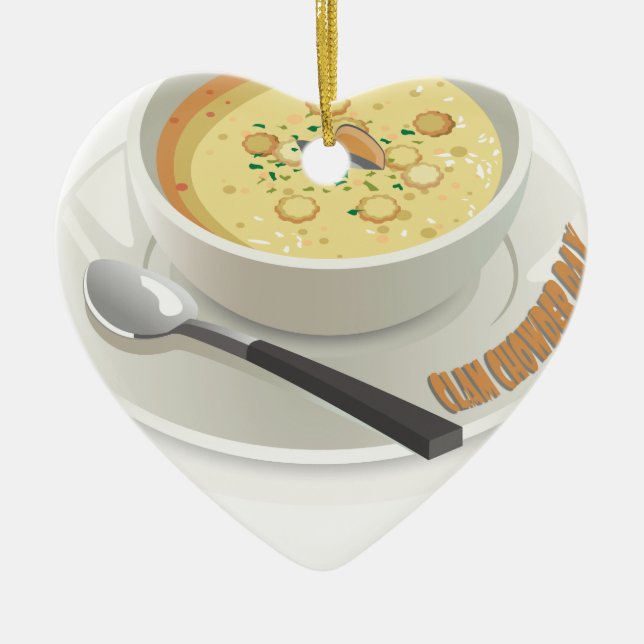 Clam Chowder Day - utvärderingsdag Julgransprydnad Keramik (Framsidan)