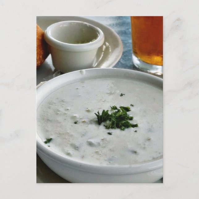 Clam Chowder with Öer and Sour Dough Bread Vykort (Framsida)