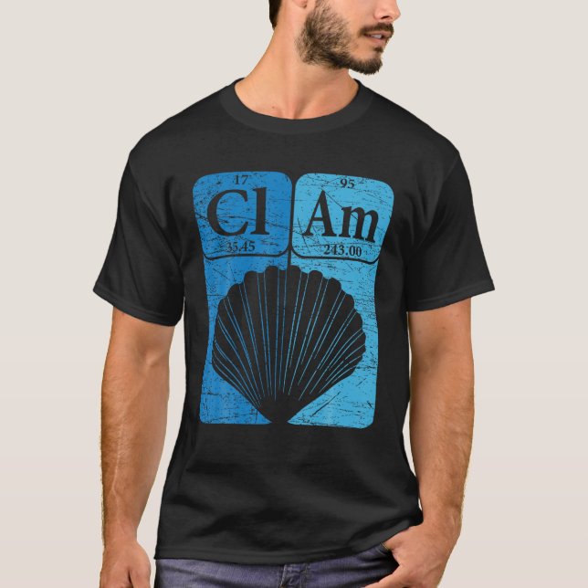 Clam Periodic Bord Inslag Seafood Shellfish Ret T Shirt (Framsida)
