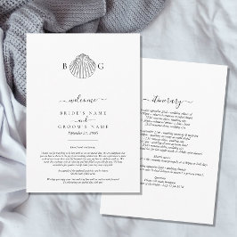 Clam Seashell Monogram Bröllop Itinerary Program
