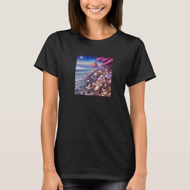 Clam Seashell Snäcka Collector Beach Ocean Coastal T Shirt (Framsida)