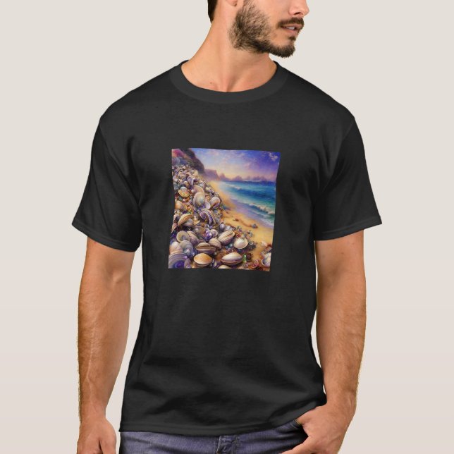 Clam Seashell Snäcka Collector Beach Ocean Coastal T Shirt (Framsida)