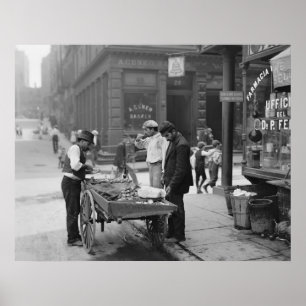 Clam Seller på Mulberry Street, 1900 Poster