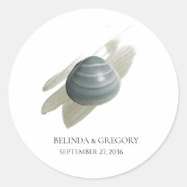 Clam Watercolor Stroke Bröllop Runt Klistermärke
