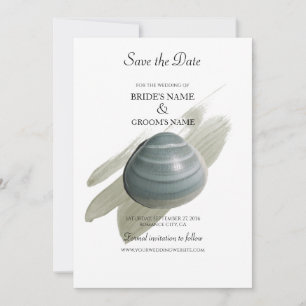 Clam Watercolor Stroke Bröllop spara datum Datumet