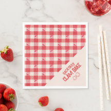 Clambake Avslappnad Seafood Dinner Gingham Red & W