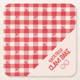 Clambake avslappnad sjömatfest Gingham Rutig Underlägg Papper Kvadrat