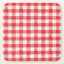 Clambake Casual Seafood Party Gingham Rutig Underlägg Papper Kvadrat