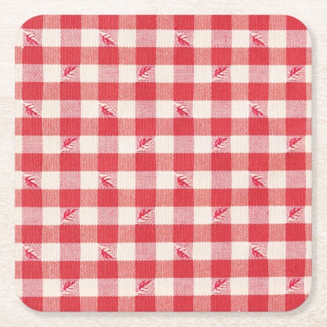 Clambake Casual Seafood Party Gingham Rutig Underlägg Papper Kvadrat (Framsidan)