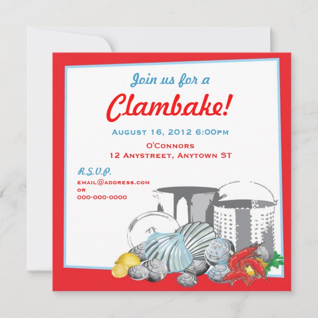 Clambake-inbjudan Inbjudningar (Framsida)