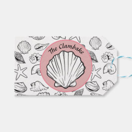 Clambake Rosa Champagne Circle Seashells Party Presentetikett