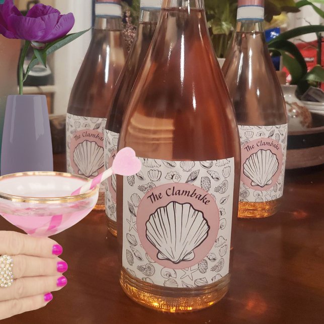 Clambake Rosa Sparkling Vin Circle Seashells Part (Skapare uppladdad)