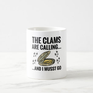 Clamporna ringer och jag måste gå. Clam Gräver Kaffemugg