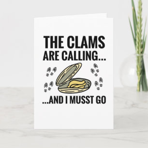 Clamporna ringer och jag måste gå. Clam Gräver Kort