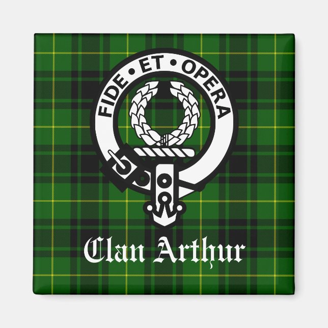 Clan Arthur Crest-märke & Tartan Magnet (Framsidan)