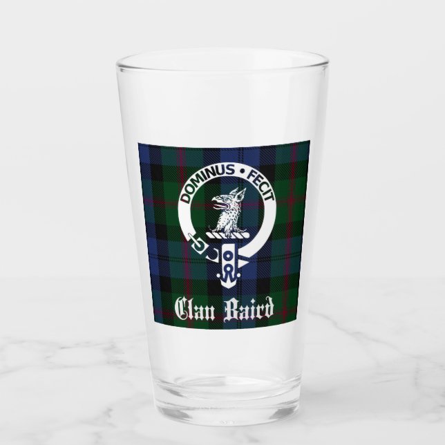 Clan Baird Crest-märke & Tartan Glaskopp (Framsida)