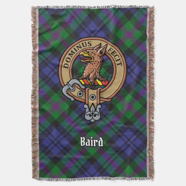 Clan Baird-vapen över tartan Filt (Framsidan Vertikal)