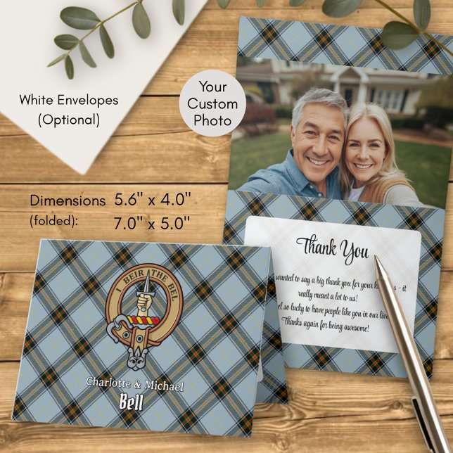 Clan Bell Crest over Tartan Inbjudan (Skapare uppladdad)