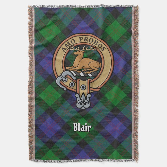 Clan Blair-vapen över tartan Filt (Framsidan Vertikal)