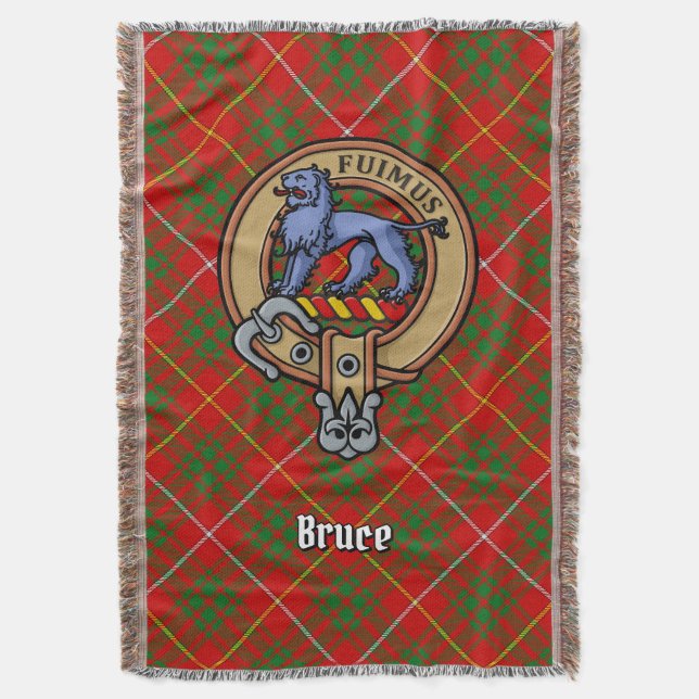 Clan Bruce-vapen över tartan Filt (Framsidan Vertikal)