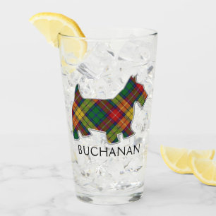 Clan Buchanan Tartan Skotsk Terrier Hund Glaskopp