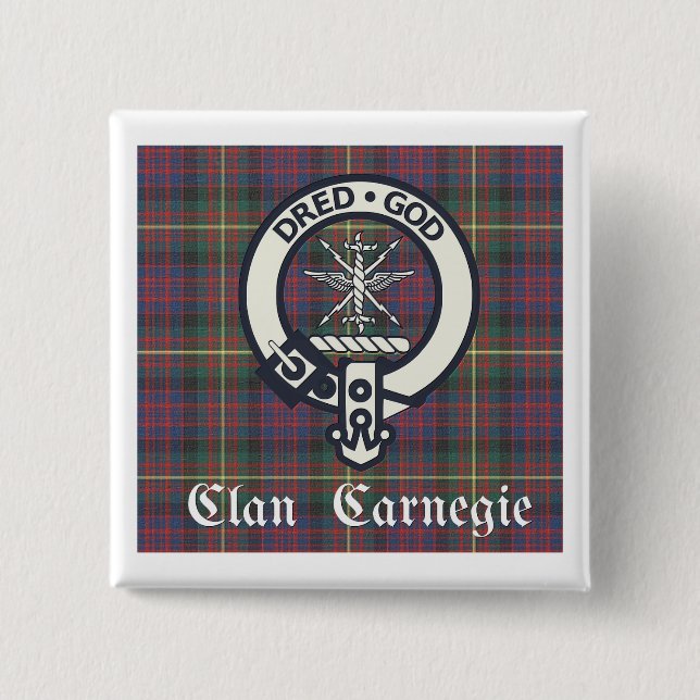 Clan Carnegie Crest Tartan Knapp (Framsida)