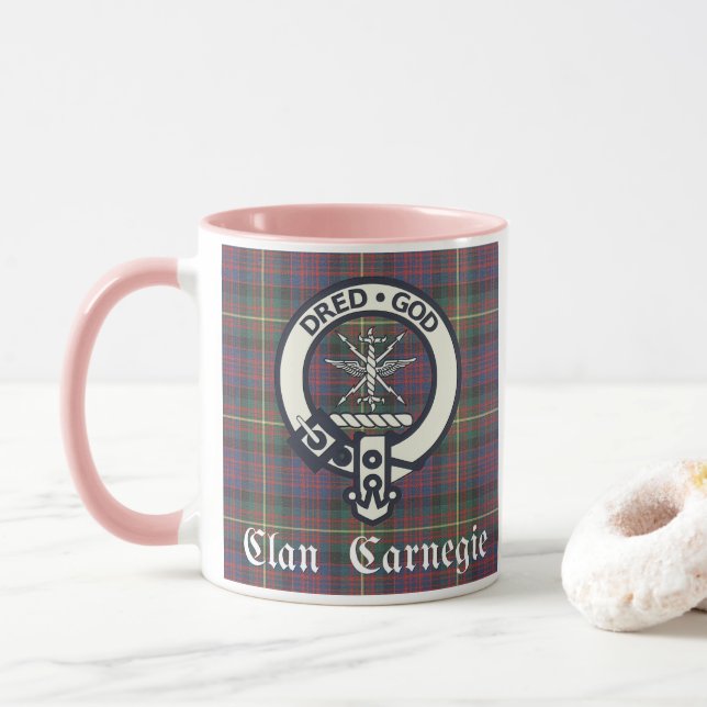 Clan Carnegie Crest Tartan Mugg (Med munk)