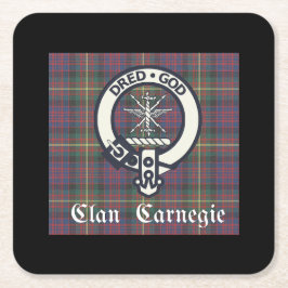 Clan Carnegie Crest Tartan Underlägg Papper Kvadrat