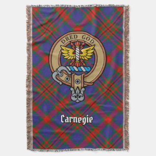 Clan Carnegie-vapen över tartan Filt