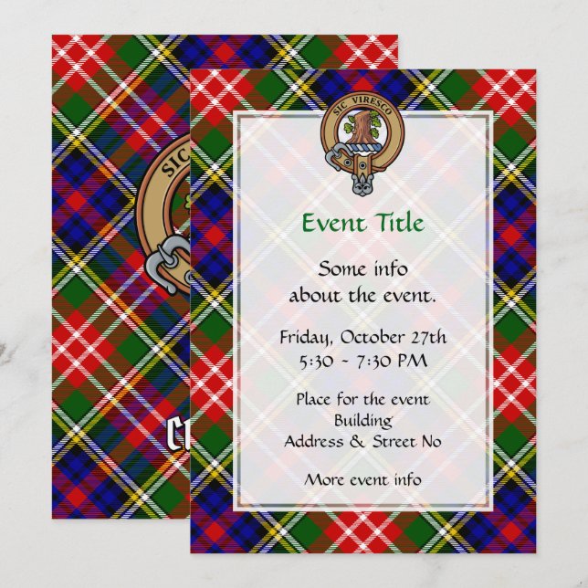 Clan Christie Crest over Tartan Inbjudningar (Fram/baksida)