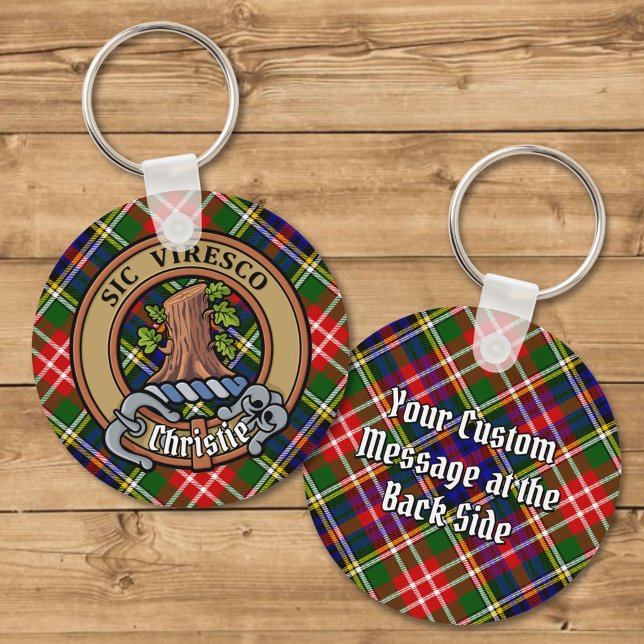Clan Christie Crest over Tartan Nyckelring (Skapare uppladdad)