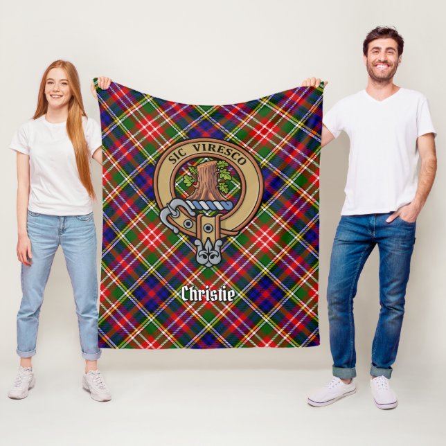 Clan Christie-vapen över tartan Fleecefilt (På plats)