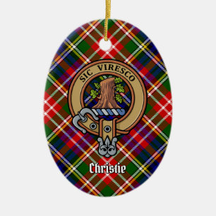 Clan Christie vapen över tartan Julgransprydnad Keramik