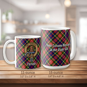 Clan Christie-vapen över tartan Kaffemugg