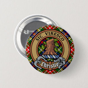 Clan Christie-vapen över tartan Knapp