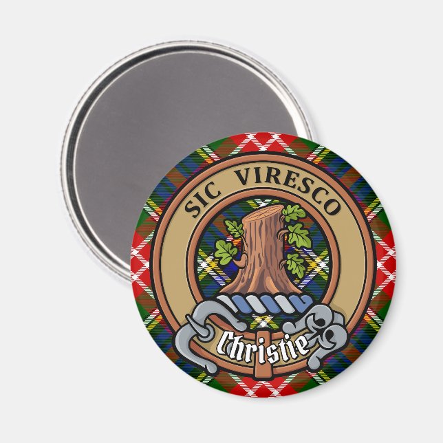 Clan Christie-vapen över tartan Magnet (Front/Back)
