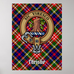 Clan Christie-vapen över tartan Poster