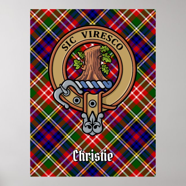 Clan Christie-vapen över tartan Poster (Framsidan)